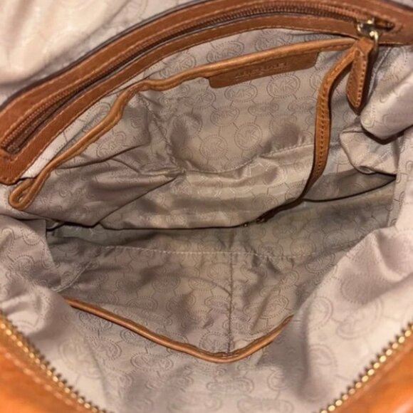 EUC Michael Kors Studded Brown Leather Hobo Bag - Picture 10 of 11